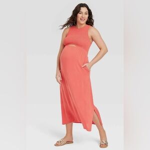 Isabel Maternity by Ingrid & Isabel XXL Coral Sleeveless Cut Out Maternity Dress